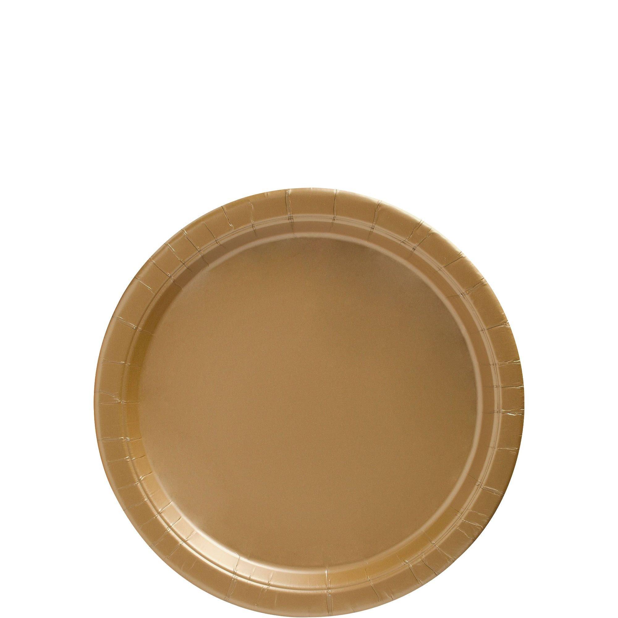 Gold Extra Sturdy Paper Dessert Plates 6.75in 50ct Party City